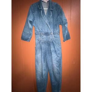 Vintage 1980's 100% Cotton Denim full length women Jumpsuit - Sz. 11